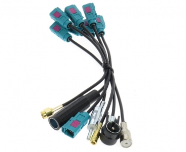 Adapterset Nr. 12 für Splitter mit Fakrastecker am Gehäuse und Radios mit DIN/ISO oder Fakra Anschlüssen